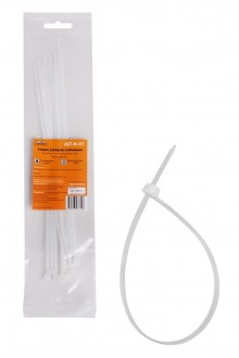 Стяжки (хомуты) кабельные 3,6*250 мм, пластиковые, белые, 10 шт.