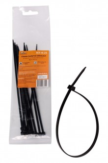 Стяжки (хомуты) кабельные 3,6*200 мм, пластиковые, черные, 10 шт.