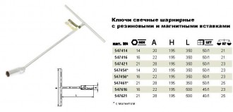 Ключ свечной шарнирный с магнитом16 мм 6-гр, L=350мм "ДТ" 50/1